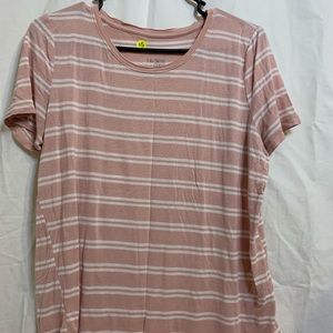 pink and white short sleeve